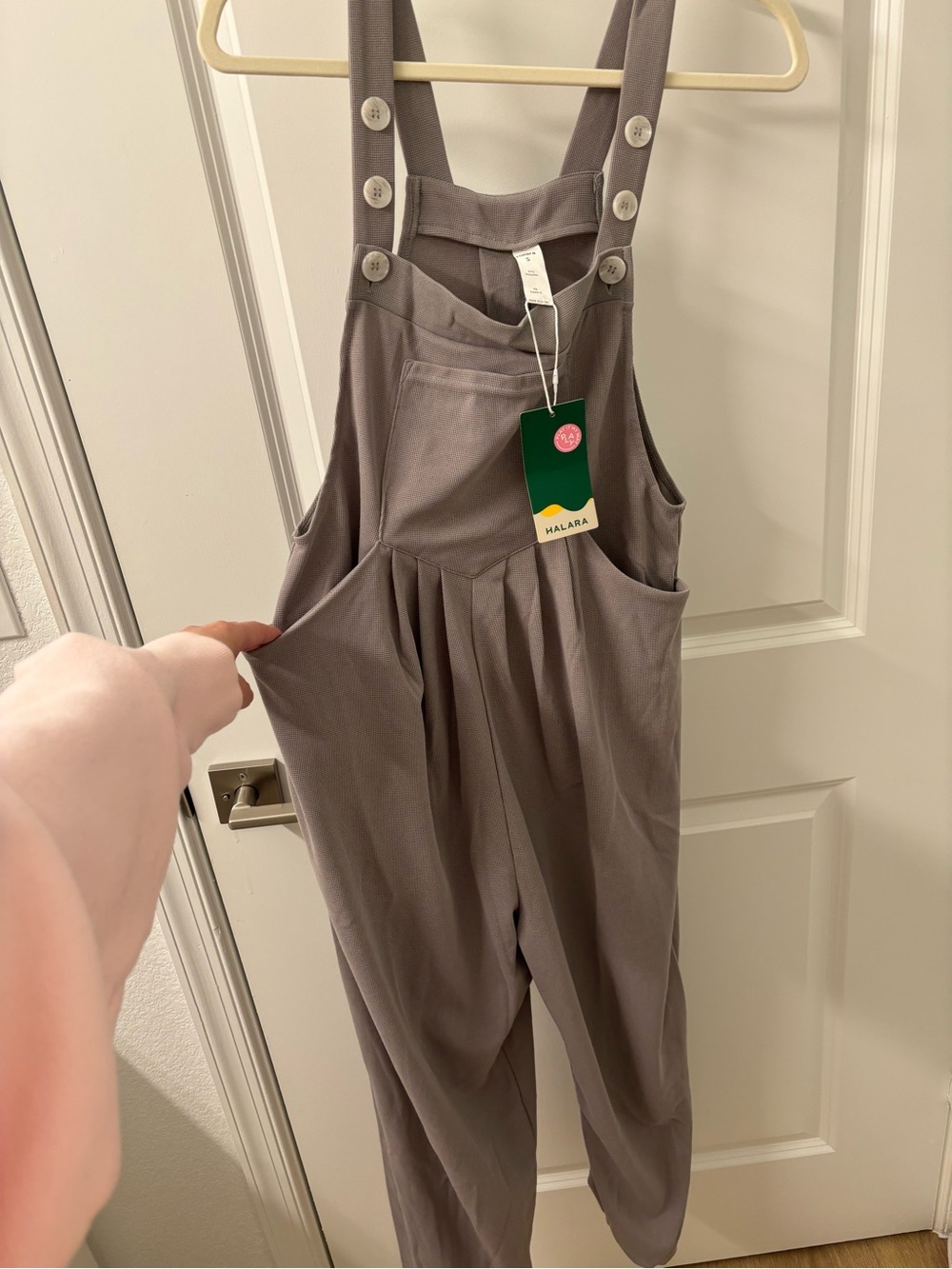HALARA Taupe Utility Overalls Jumpsuit with Front Pocket